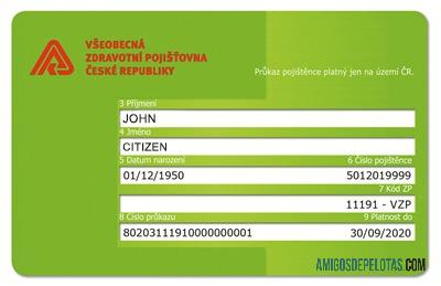 Cartão de seguro de saúde da República Tcheca baixar para verificação